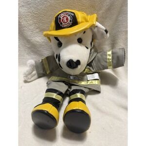 2008 Silly Puppets Teddy Bear Firefighter Dog Plush Hand Puppet 14"
